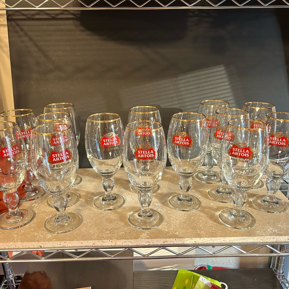 Stella Artois Gold Rimmed Beer Glass Collection